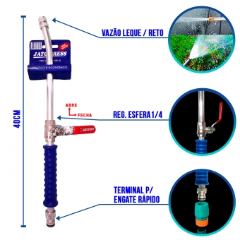 ESGUICHO 40CM VASÃO DUPLA LEQUE/RETO E TERMINAL P. ENGATE RÁPIDO